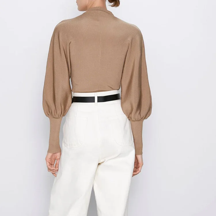 Женский вязаный свитер джемперы карамельных цветов с круглым вырезом в стиле