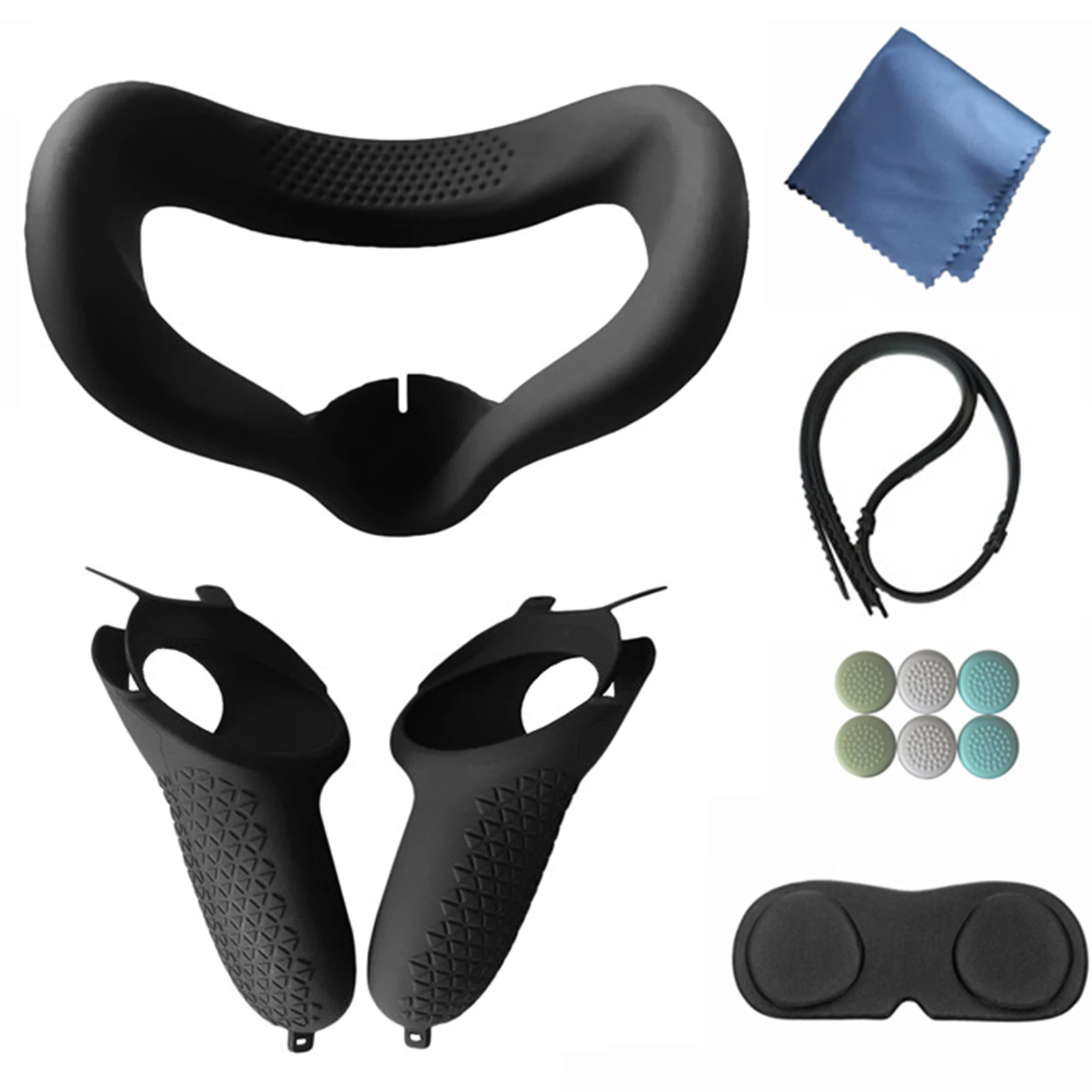 

Soft Silicone Eye Mask Cover + VR Controller Protective Cover +Lens Anti Scratch Case +Wrist Strap For Oculus Quest 2 VR Headset