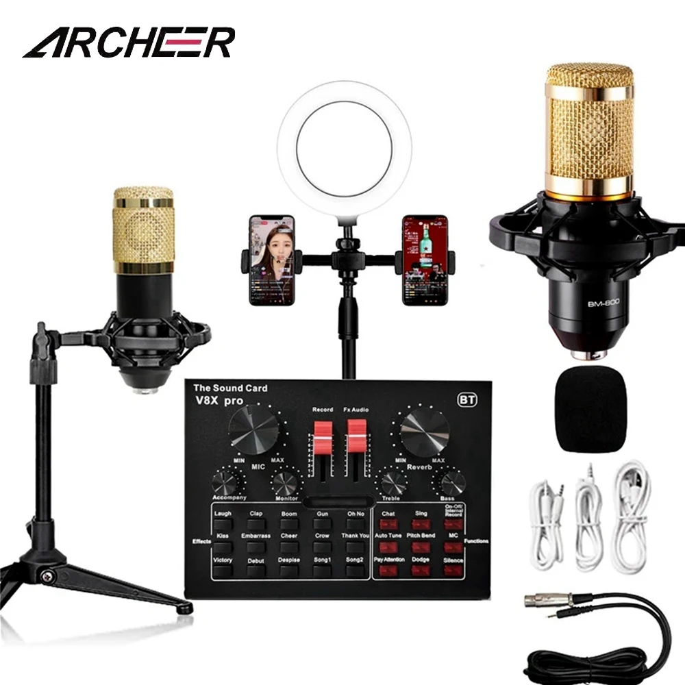 Микрофон ARCHEER BM800 звуковая карта для ПК игр живых трансляций DJ аудио USB Микшер