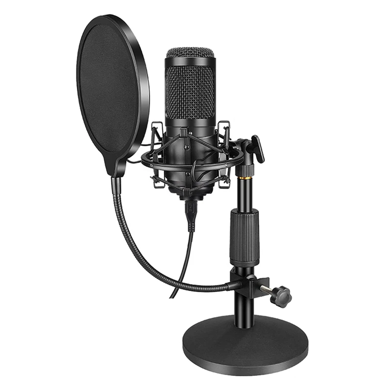 

HFES USB Professional Condenser Microphone Kit with Tripod Computer for PC Phone Karaoke BM800 Studio Microphone