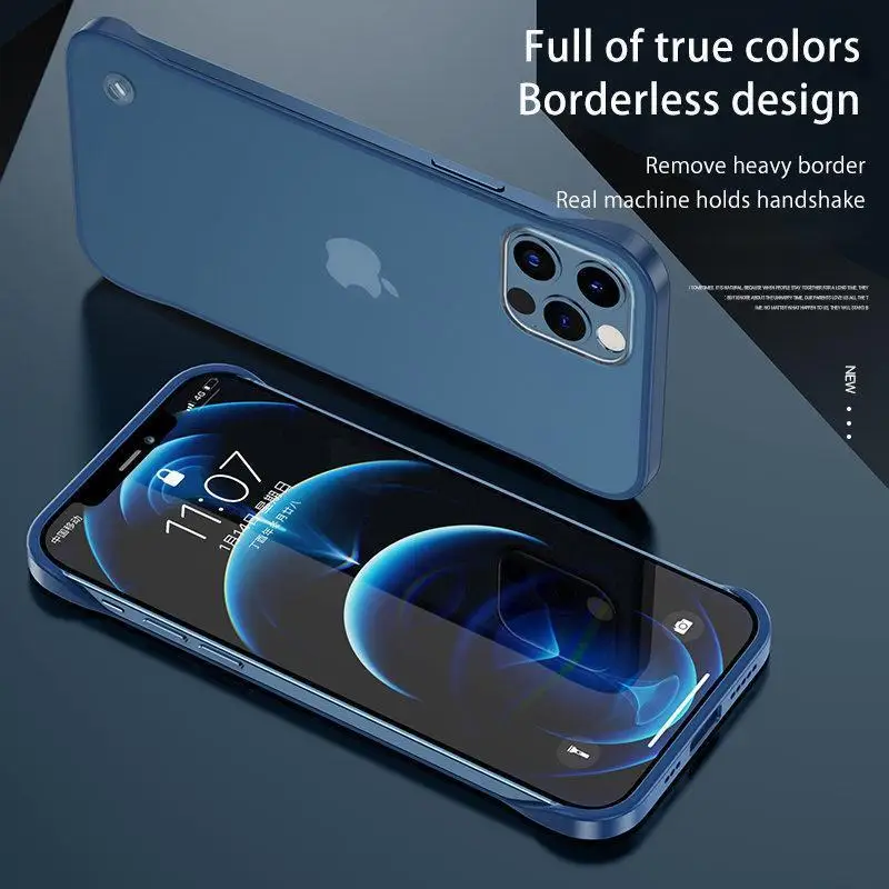 

Ultra Thin Hard PC Frameless Phone Case For iPhone 11 12 Mini Pro X XR XS Max 7 8 6 6s Plus SE 2020 with Ring Translucent Cover