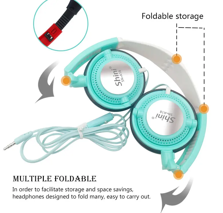 Спортивные Игровые наушники с микрофоном насыщенными басами 3 5 мм AUX складная