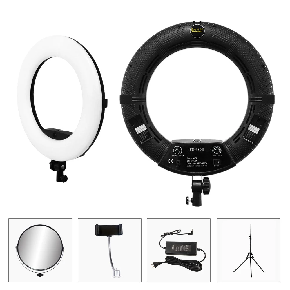 

45CM LED Ring Lamps Selfie with Tripod 3200K 5500K Studio Photo Video Light 95RA Yidoblo FS 480 Bi-color Photography Lighting