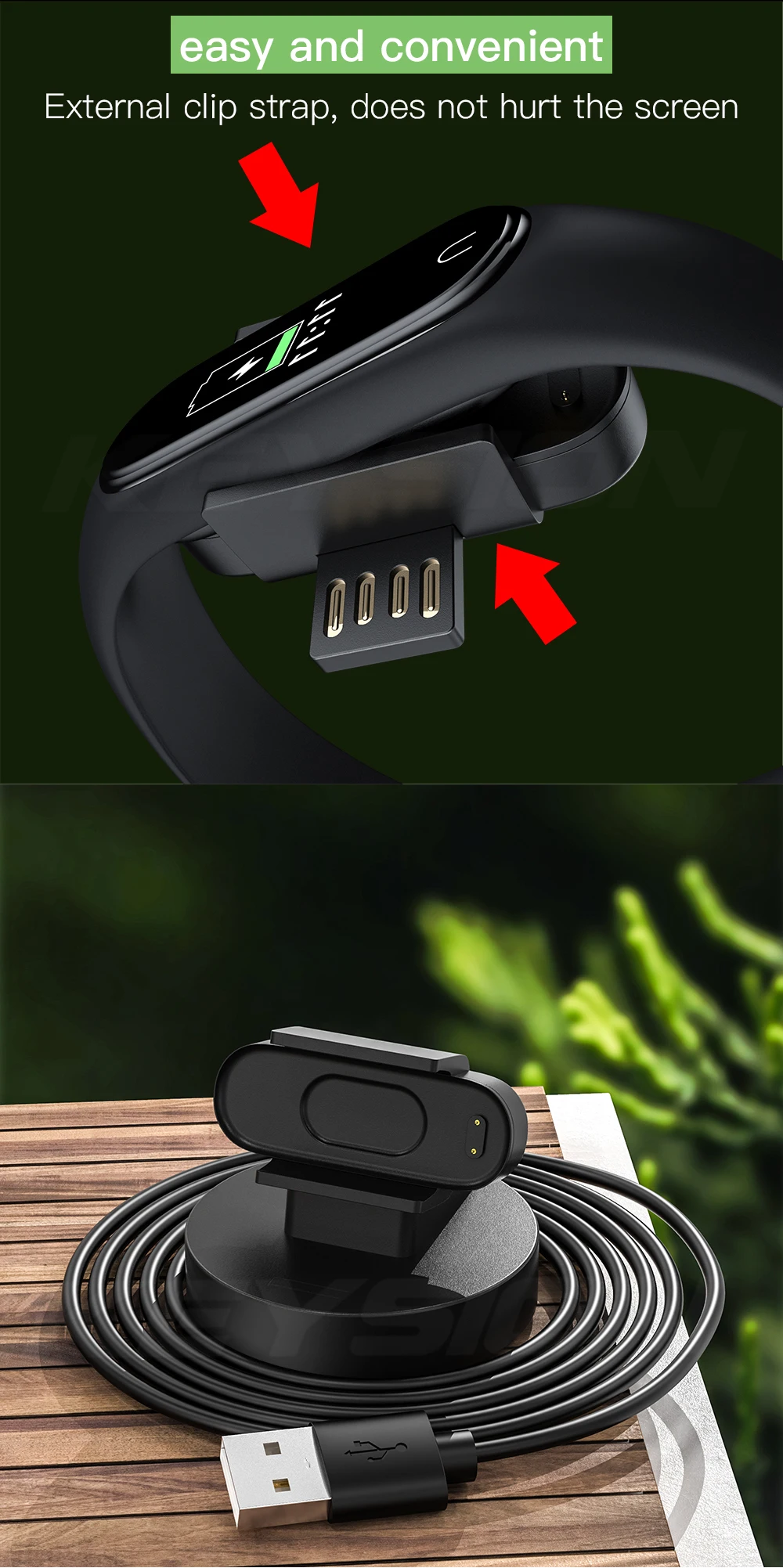 KEYSION Disassembly free Fast Charger Cable For Xiaomi Mi Band 4 global USB Charger Charging Dock for Xiaomi Mi Smart Band 4