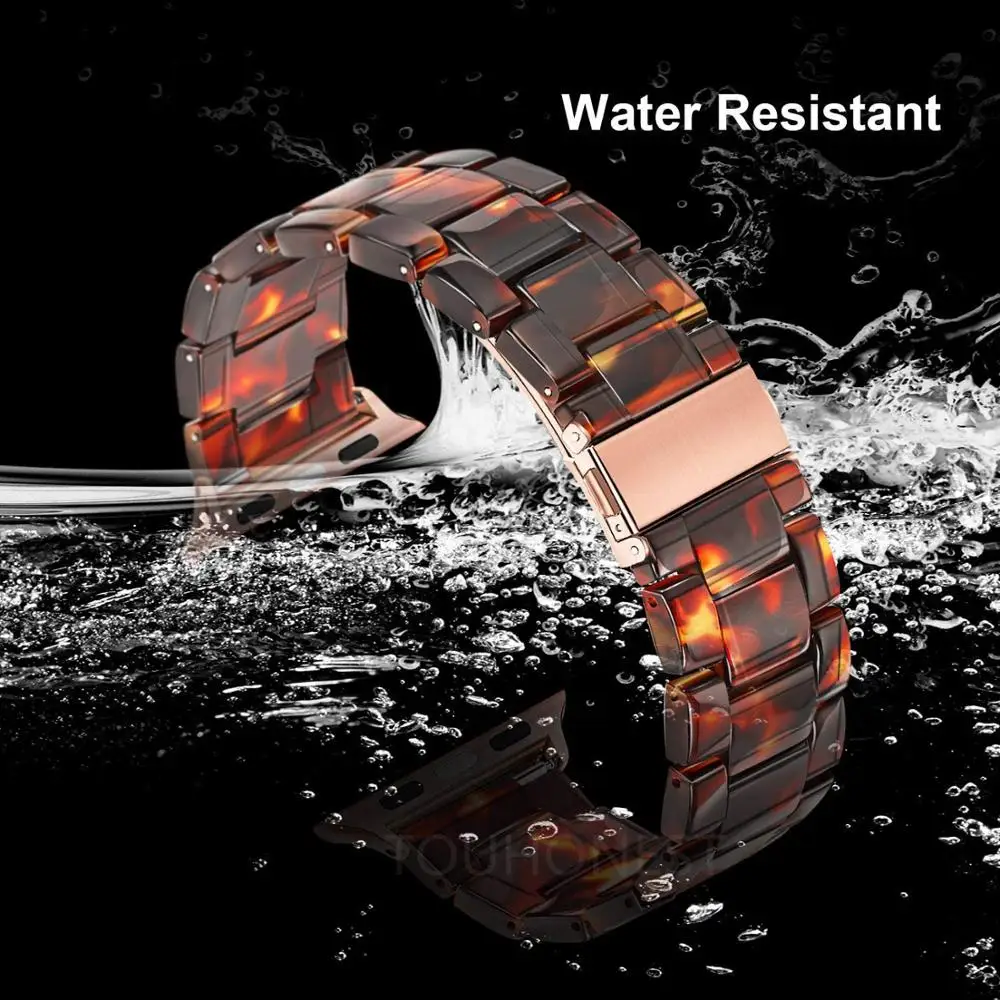Resin Lightweight Watch Bands for Apple Watch 38 40MM Metal Buckle Wristband Replacement For iwatch Series 6 5 4 3 2 1 42mm 44mm