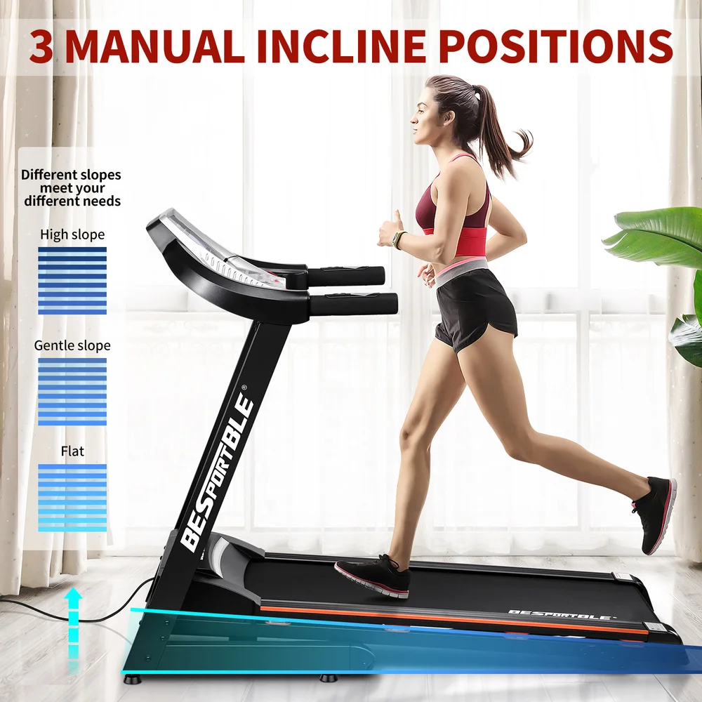 

BESPORTBLE Home Use Folding Treadmill 3.25HP Absorption Treadmill Functional Electric Running Machine with LCD Display