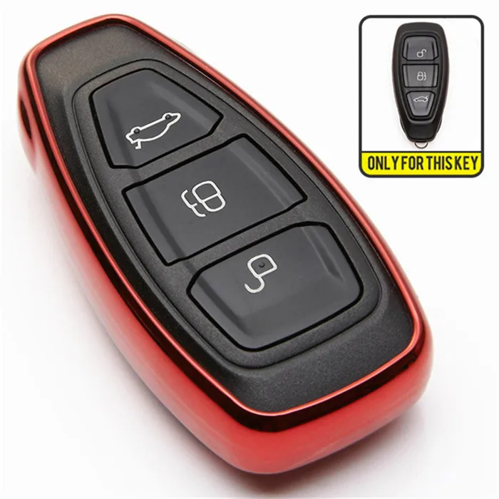 Red Чехол для ключей из ТПУ для Ford Fiesta ST Ranger Mondeo Mk5 Explorer 5 Mk4 Focus 3 Everest s Max аксессуары для ключей - Название цвета: Red