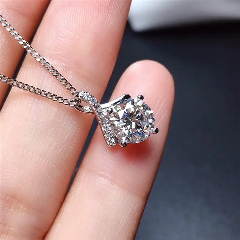 LeeChee Moissanite подвеска 1CT 6 5 мм VVS Lab бриллиантовое ожерелье для подруги подарок на