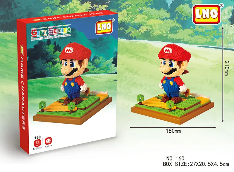 160 with box Магические мини-блоки Super Mario Bros, алмазные блоки Yoshi, микро-кирпич, сделай сам, строительные игрушки, Мультяшные фигурки, подарок для детей - Цвет: 160 with box