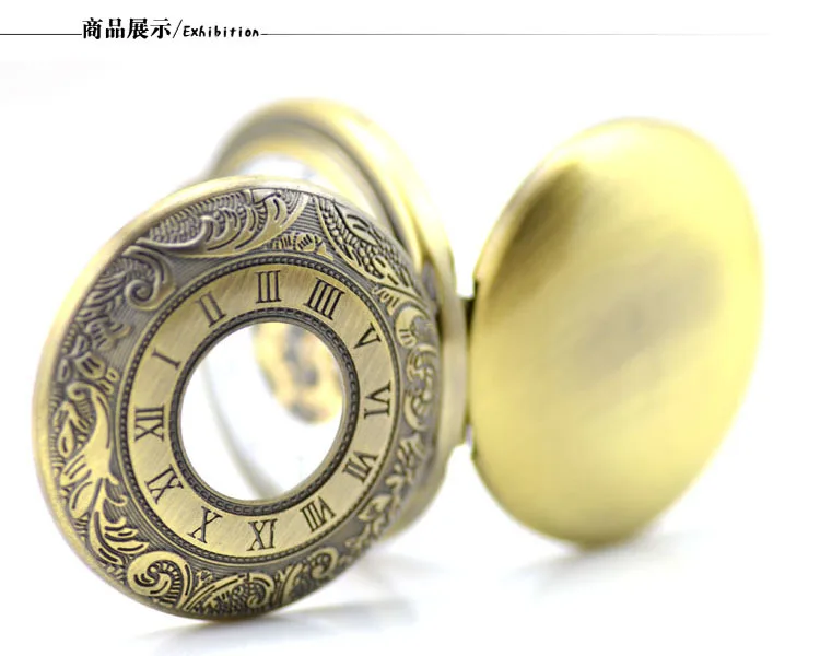 Винтажные Механические карманные часы с бронзовым римским номером двойной