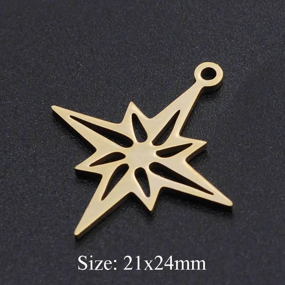 

Hollow Star Pendant 21*24mm Stainless Steel Jewelry Accessories DIY Octagonal Star Sun Charm