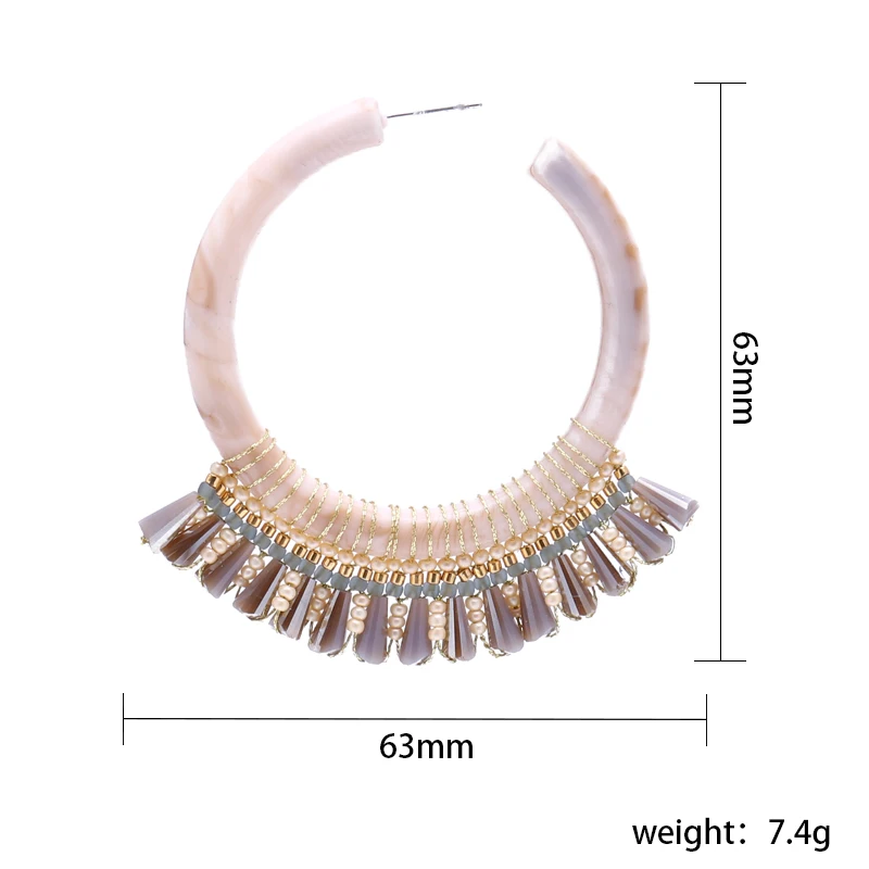 

ELEGANCE11 2020 Boho Earrings Marble Color Acrylic Loop Braided Beads Pendant Earings for Women Statement Jewelry Christmas