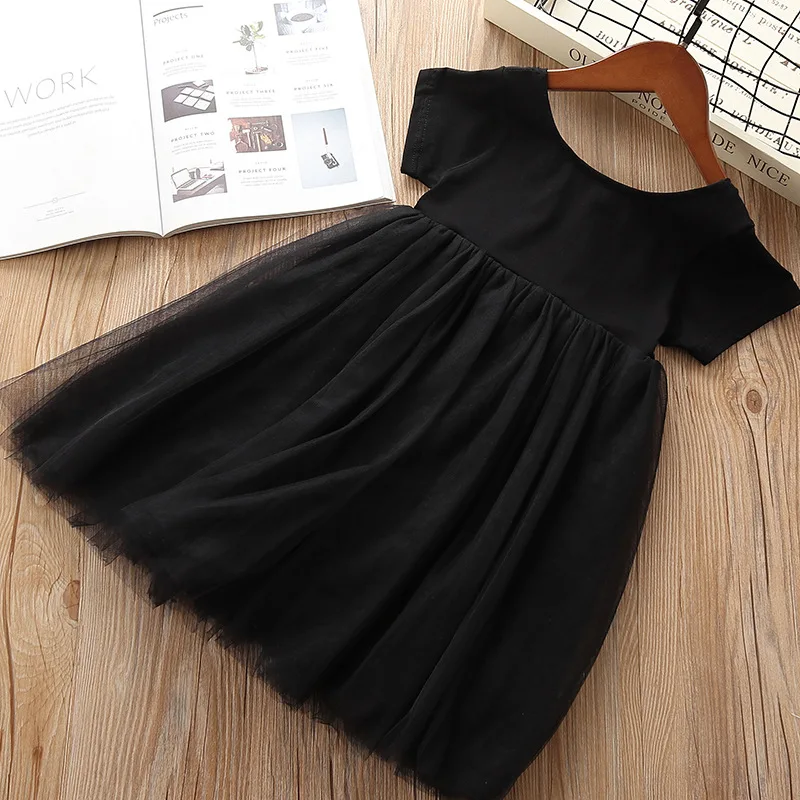 Girls summer casual wear 2019 new short-sleeve sweet princess dress baby solid color ballet simple children's clothing | Детская