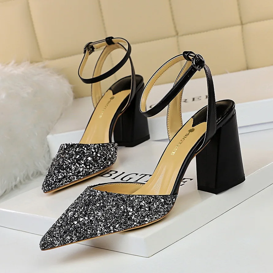 Европейский и американский стиль пикантные модные на толстом каблуке высокий