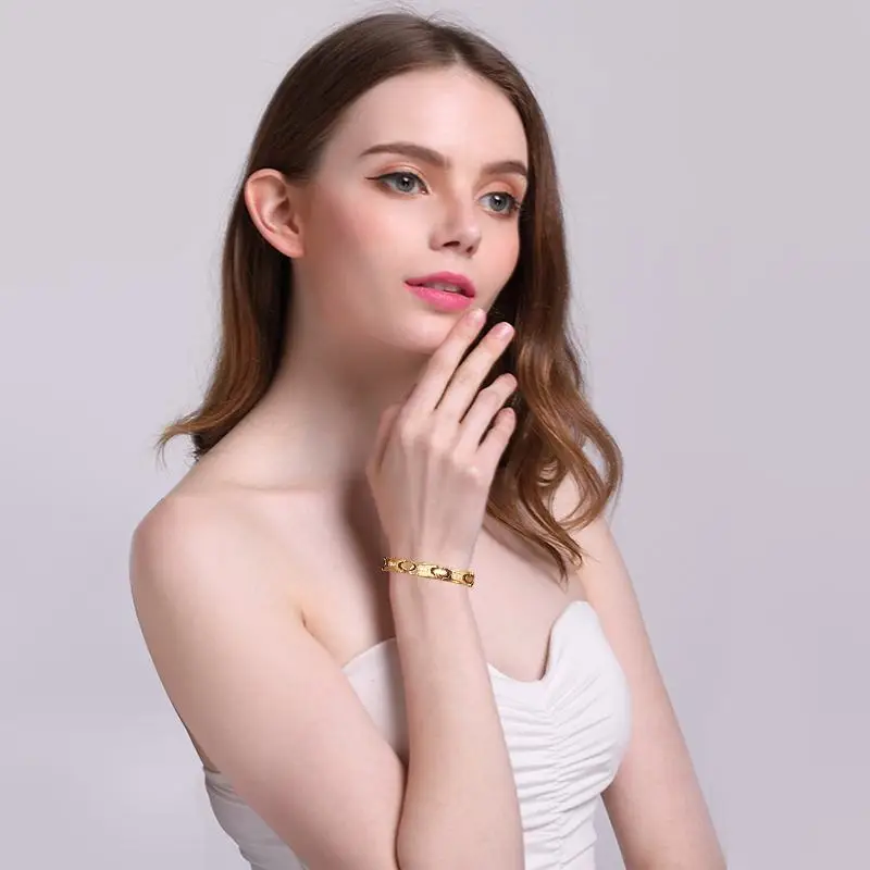 

QWC CCP14 fashion jewelry for women birthday gift best selling gold color bracelet lover bracelet 8mm wide white magnet