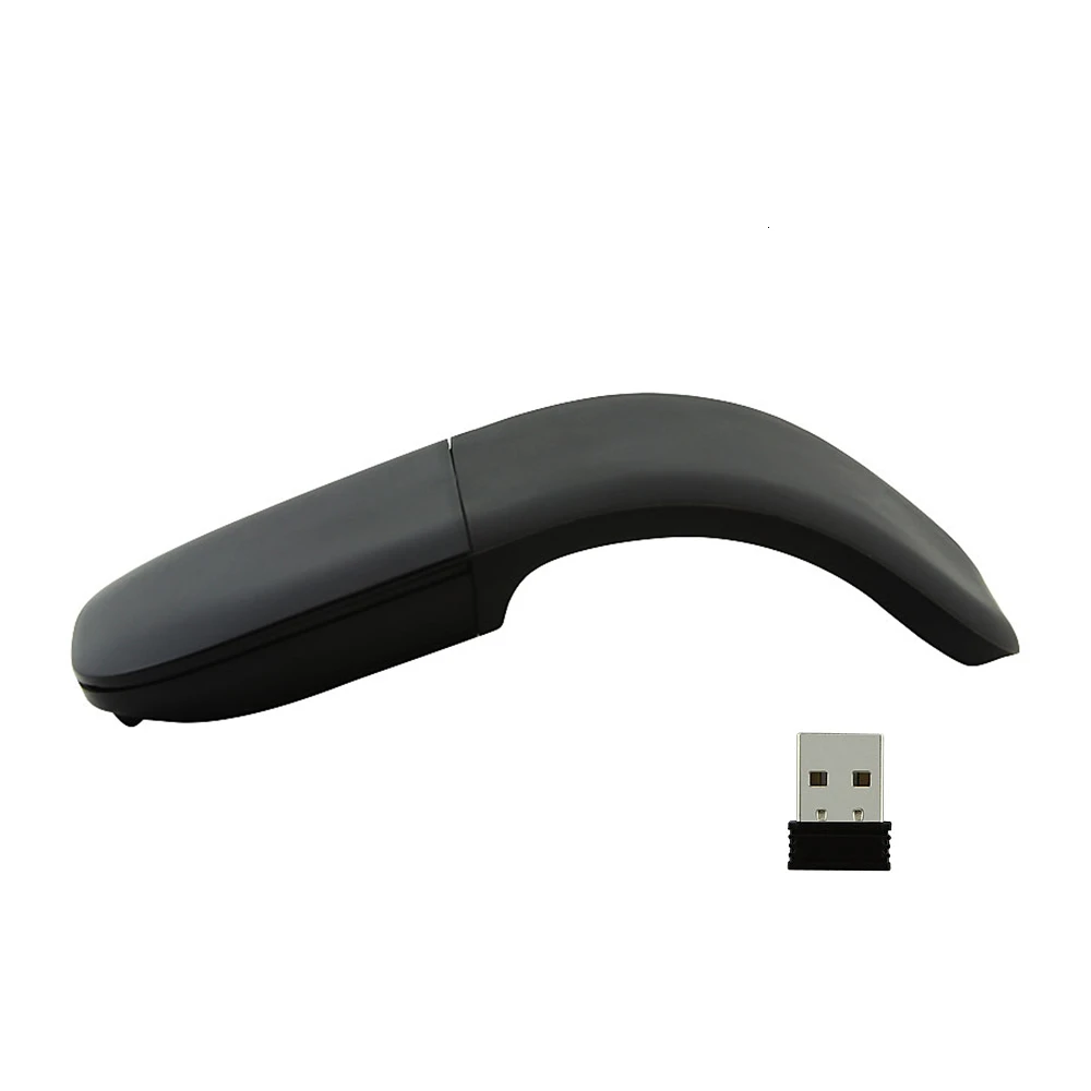 CHUYI Беспроводная Bluetooth Бесшумная Мышь Arc Touch роликовая Складная лазерная мышь Mause Sem Fio ультра тонкая оптическая мышь для ноутбука microsoft - Цвет: USB receiver black