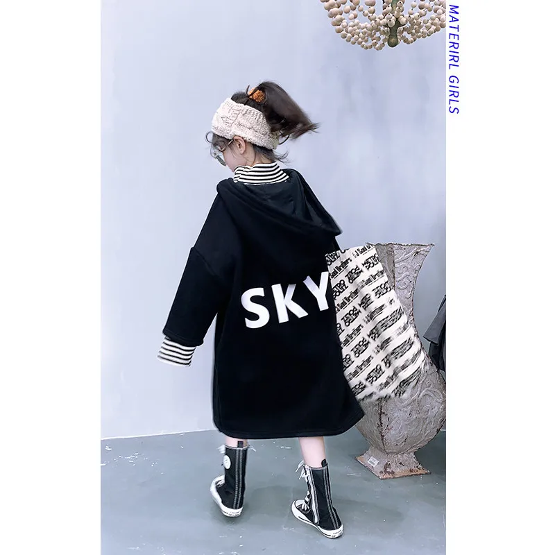 Вельветовый свитер для девочек Новинка 2019 г. зимнее детское свободное