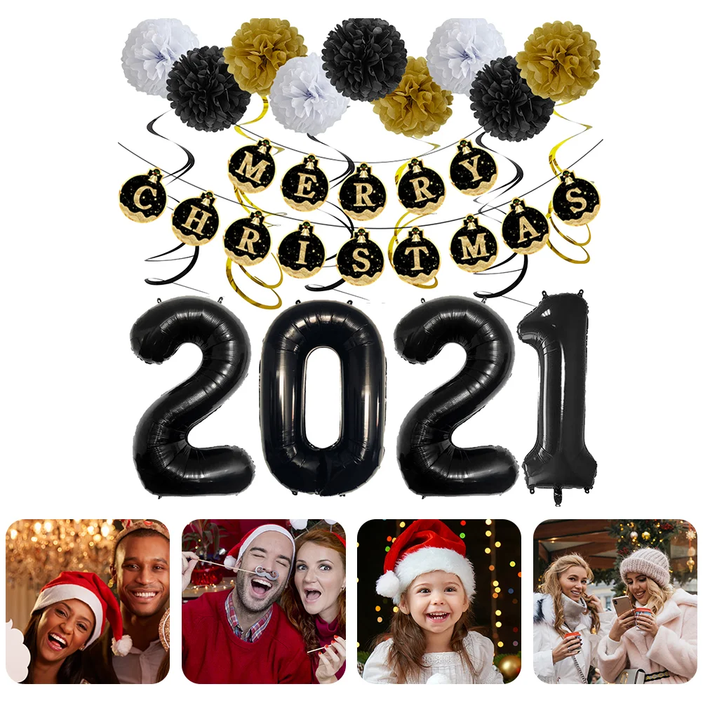 

1 Набор 2021, Набор рождественских украшений, Рождественский баннер, изысканные воздушные шары