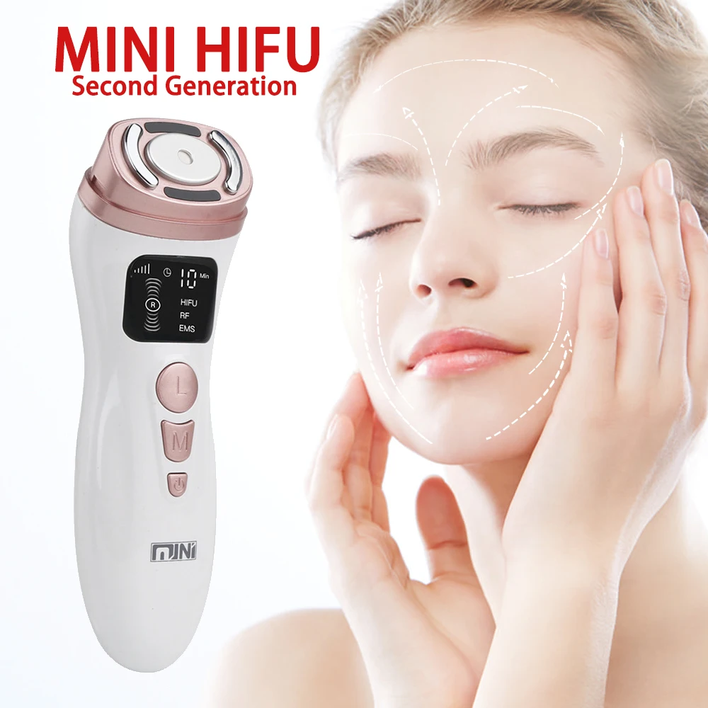 NEW Ultrasound Mini HIFU Machine Face Care RF Beauty Device Skin Lifting Tightening Firming Anti Wrinkle EMS Facial Massager LED