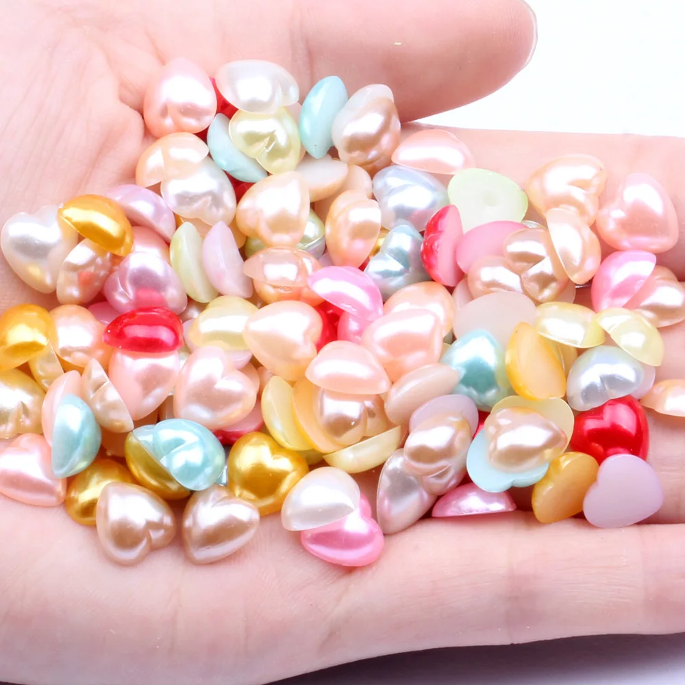 

DIY Jewels Nail Sticker 3D Heart Nail Patch Multi-color Pearl Loose Bead 2021 Younger Fairy Nails Fashion Nail Decoration