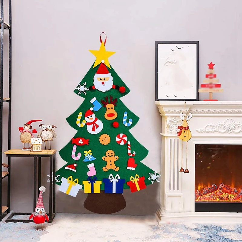 

Felt Christmas Tree for Kids -3D DIY 26Pcs Detachable Ornaments, Xmas Decorations Wall Ha