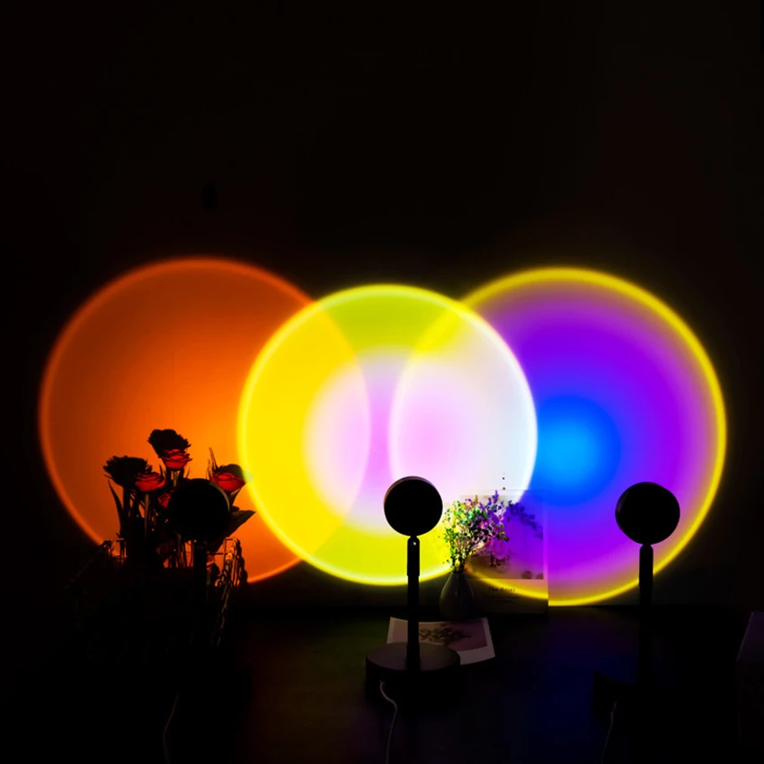 

Настольный проектор заката, ночное освещение, гибкая Радужная USB Ночная лампа для детской, Портативная USB Ночная лампа, украшение