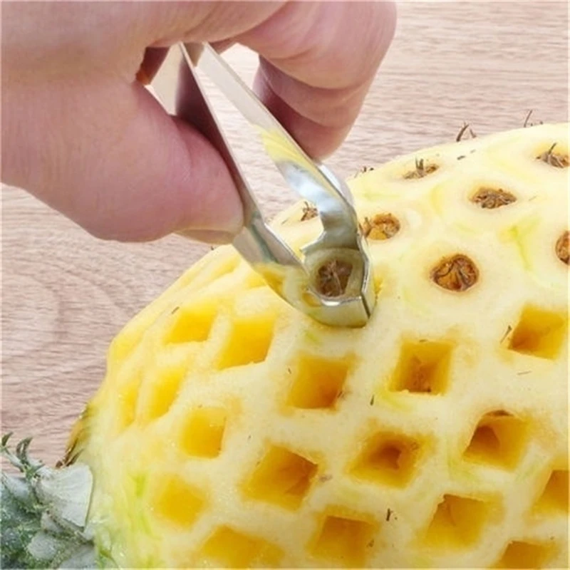 

1Pcs Practical Pineapple Eye Peeler Stainless Steel Seed Remover Cutting Clip Corer Useful Kitchen Fruit Tools Color Silver