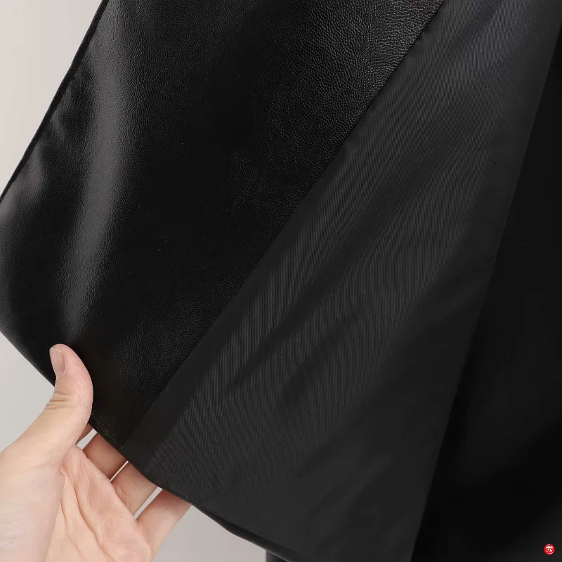 

PUWD Vintage Woman Black Loose Leather Belt Coats 2020 Winter Fashion Ladies Soft Oversized Jacket Female Casual Warm Outerwear