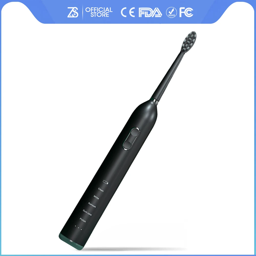 

[ZS] 15 Gears IPX7 Washable 42000 Minute Removing Dental Plaque Sonic Electric Toothbrush Rechargeable for Adults Replacement