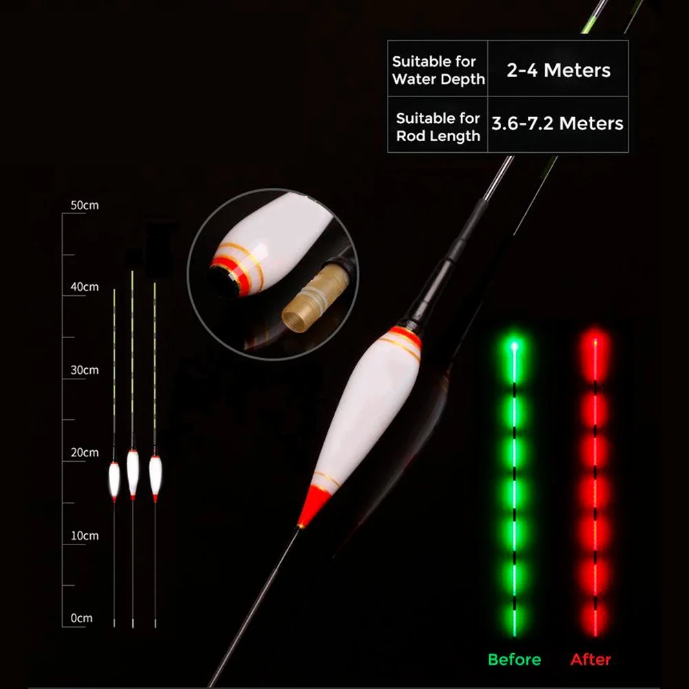 

3 Sizes Smart Fishing Bite Alarm Fish Bait LED Light Color Change Automatic Night Electronic led Float Tools