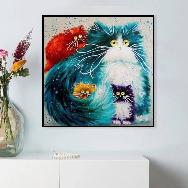 Арт Кот 5D DIY Алмазная картина Полный Круглый дрель Декор для дома ручной работы