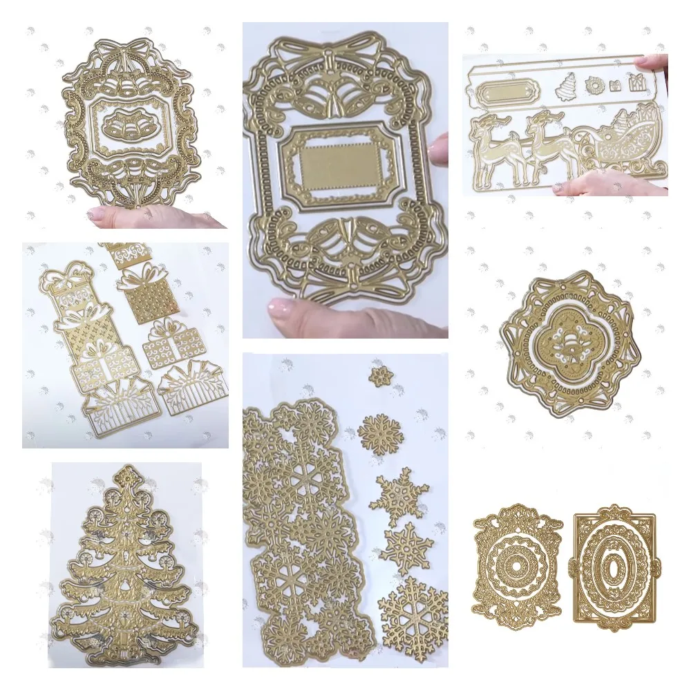 

2021 Hot Sale 3d Holiday Tree Snowflake Sleigh Easel Photo Frame Ultra-thin Diy Handmade Greeting Card Decoration Embossing Dies