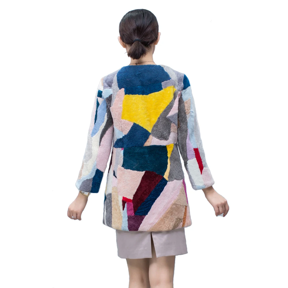 Куртка женская из овечьей шерсти зимняя теплая короткая в русском стиле с