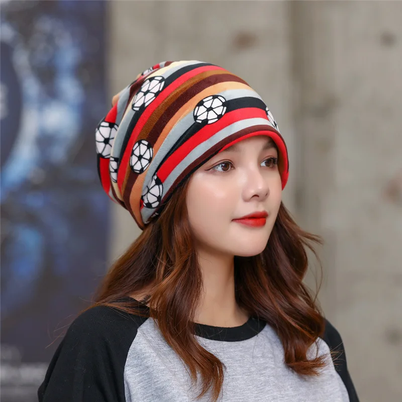 

Winter Plush Pullover Cap Korean Printing Bow Simple Casual Ear Protection Baotou Cap Super Soft Confinement Cap
