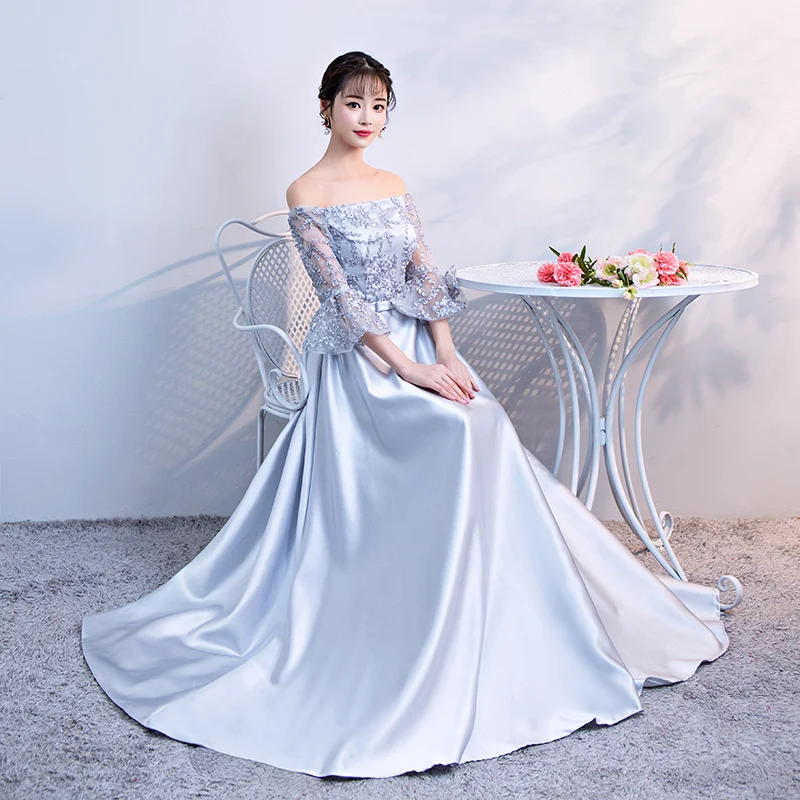 Серые Элегантные бордовые платья для подружки невесты элегантные вечерние