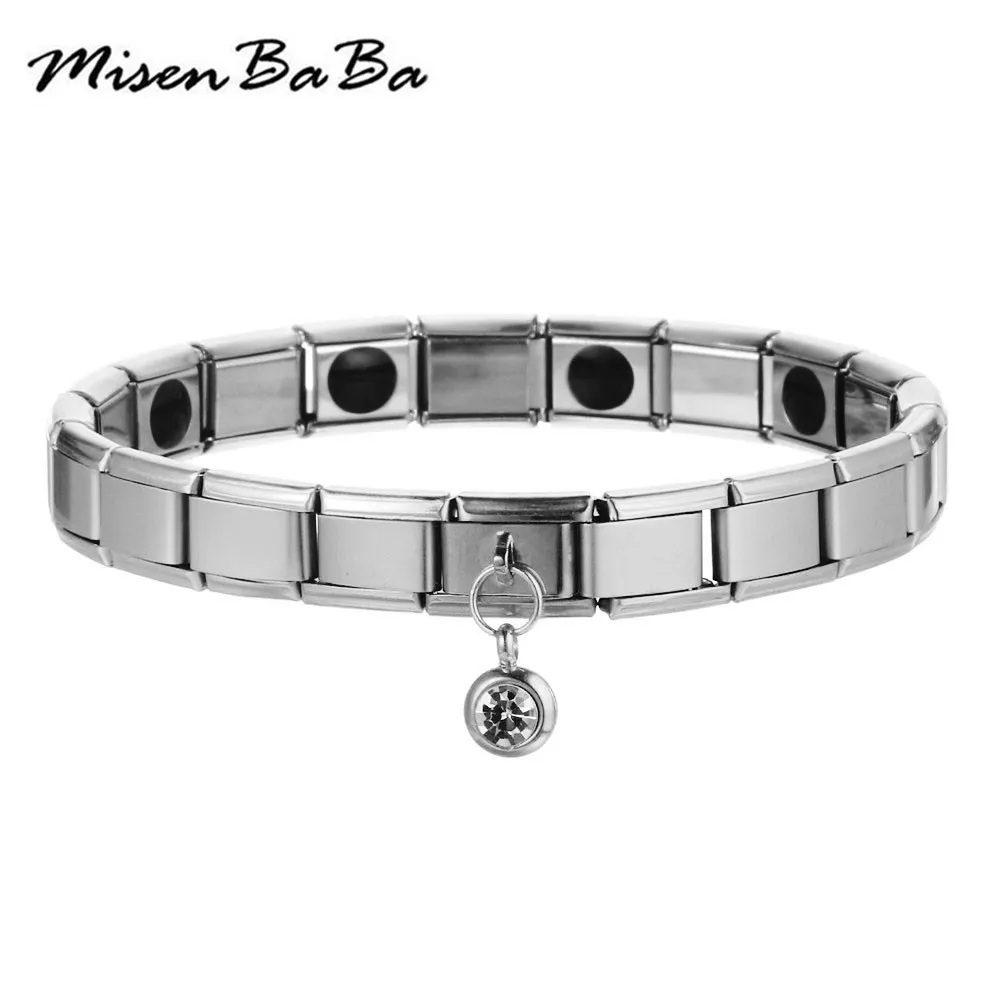 Модный Хрустальный Браслет с германием для женщин и мужчин из нержавеющей стали