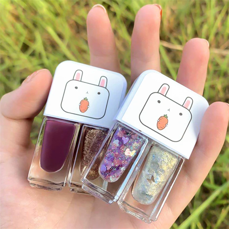 

Manicure water-based bright scrub can tear Gemini nail polish two bottles set twin nail polish combination glitter nal art tools
