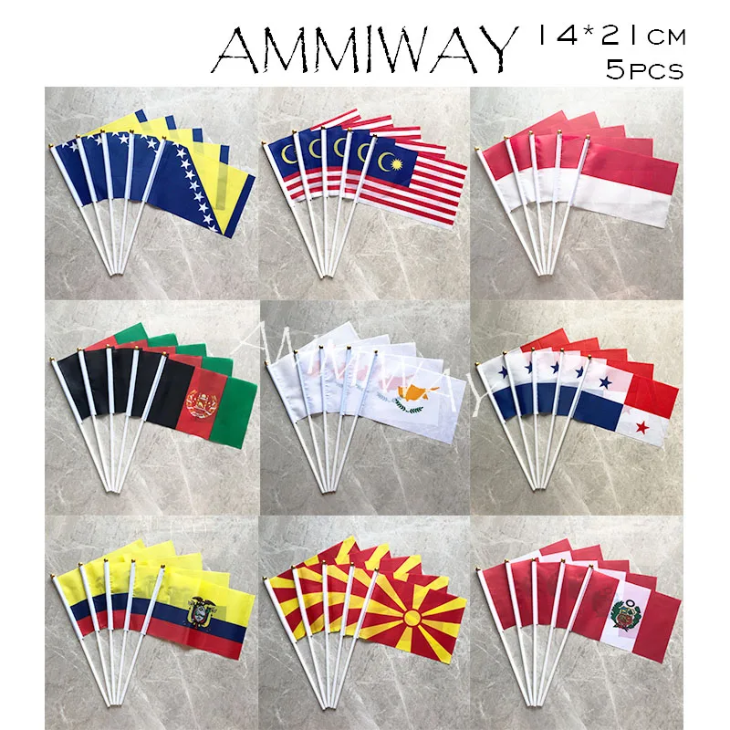 AMMIWAY 14x21 см 5 шт. ручной флаги из Ирана Великобритании арабских стран Сингапур