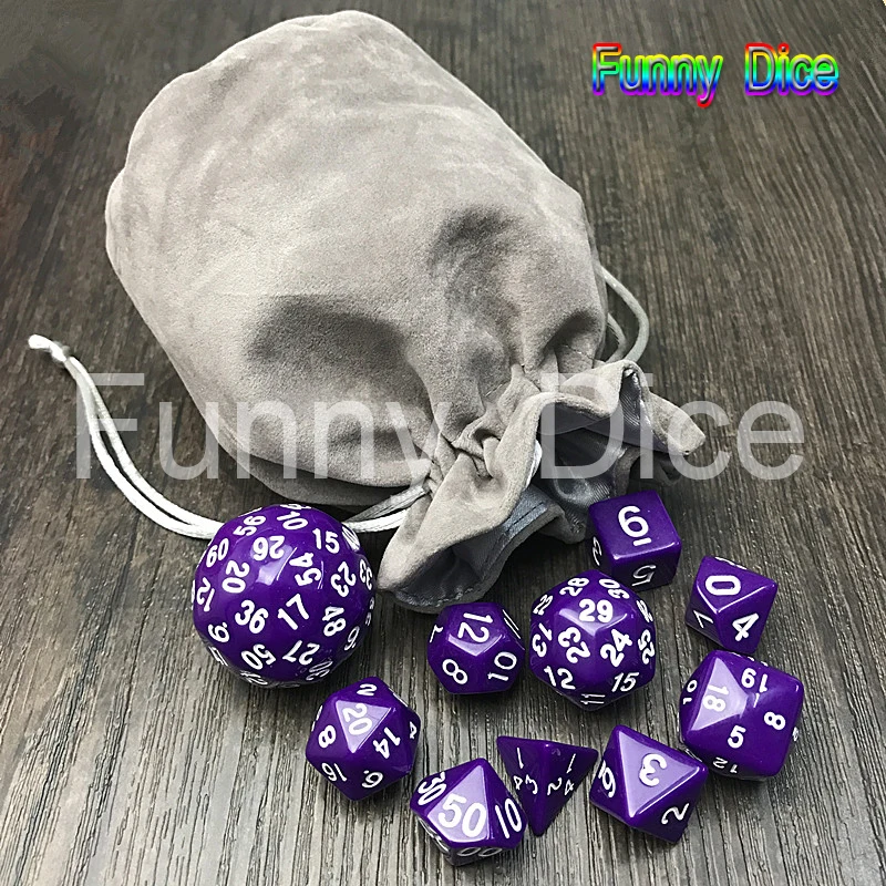 10 шт. набор цифровых игральных костей с сумкой высокого качества 4 цвета d4 d6 d8 2xd10