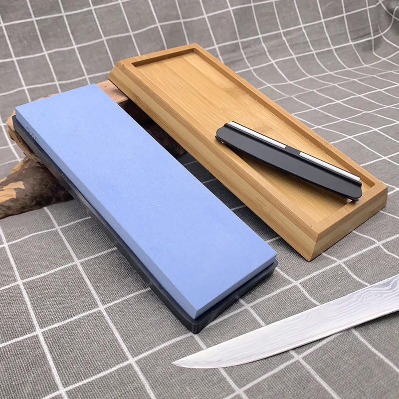 (240 Grit Sharpening stone+Bamboo base+Knife holder) Set knife sharpener whetstone Home kitchen tools blade | Дом и сад
