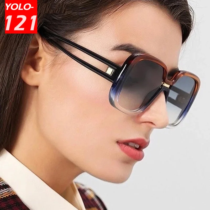 

Солнцезащитные очки Квадратные большие градиентные женские, винтажные большие брендовые дизайнерские очки с вырезами и дужками, UV400