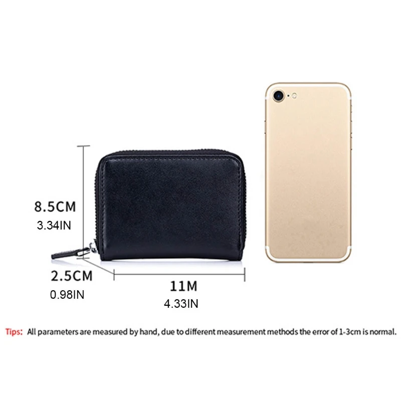 

Leather Credit Card Wallet RFID Zipper Coin Purse Cash Pocket Organizer Holder Pouch for Women Men
