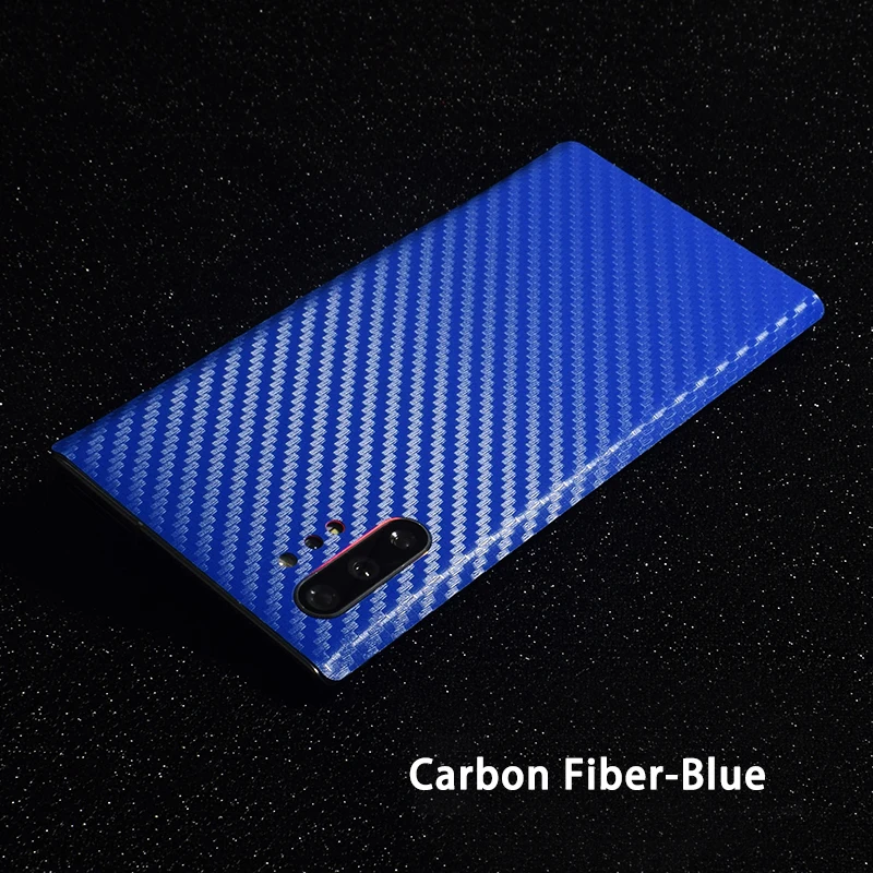 3D углеродное волокно/кожа/дерево скины Телефон задняя наклейка для SAMSUNG Galaxy Note 10 Plus Note 10 A60 A80 Прозрачный матовый стикер - Цвет: Carbon Fiber Blue