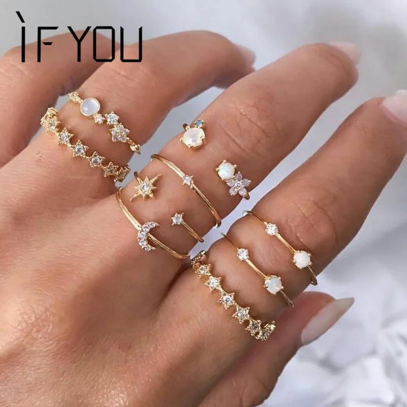 Женское Винтажное кольцо IF YOU с кристаллами на костяшки суставов модный набор