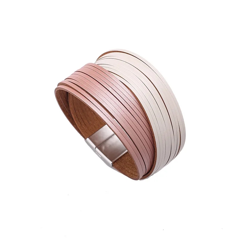 Браслет из нержавеющей стали с магнитной пряжкой кожаным браслетом | Украшения и