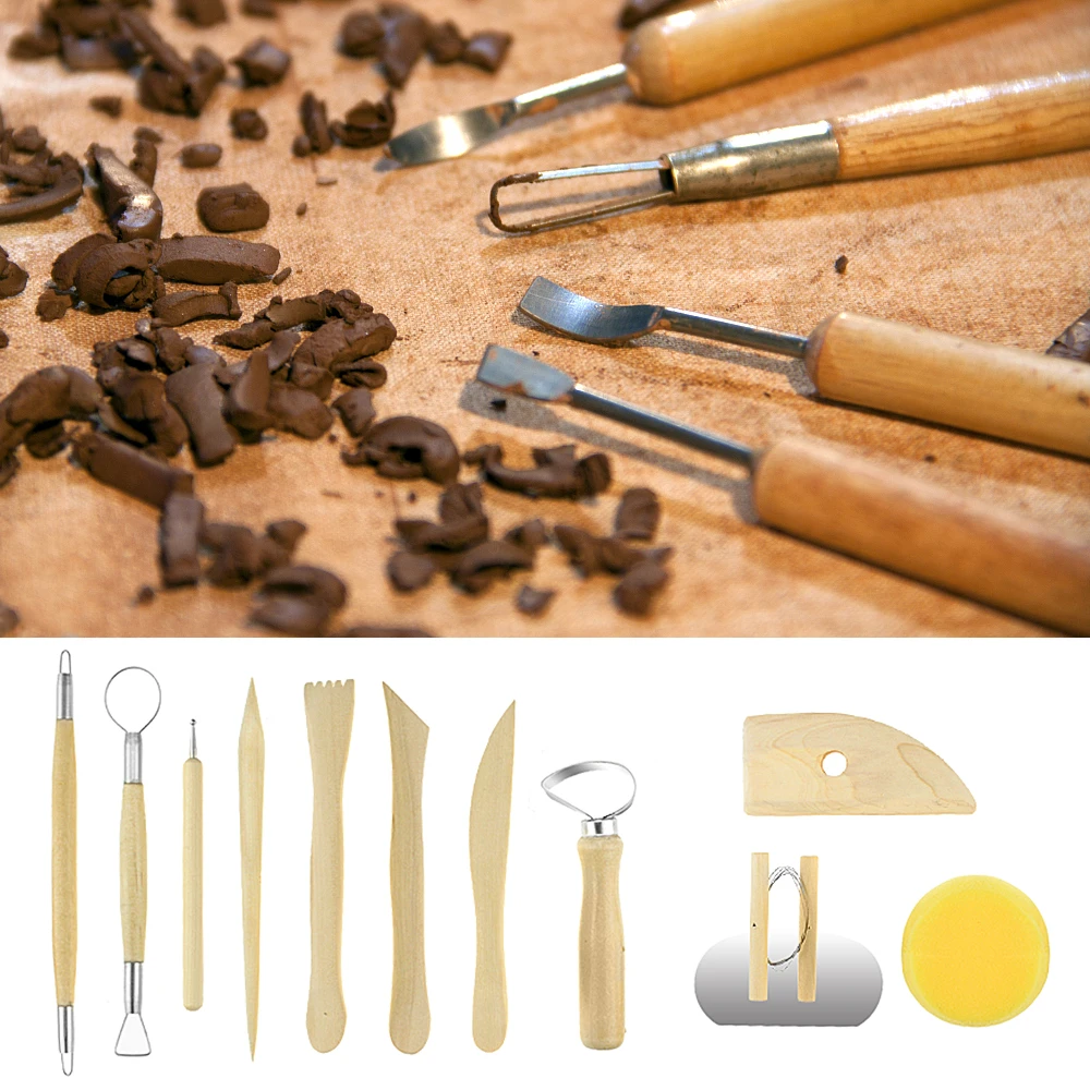 Kit para esculpir arcilla, herramienta para esculpir arcilla, mango de madera, herramientas para modelar arcilla, 52/51/43/42 Uds.-5
