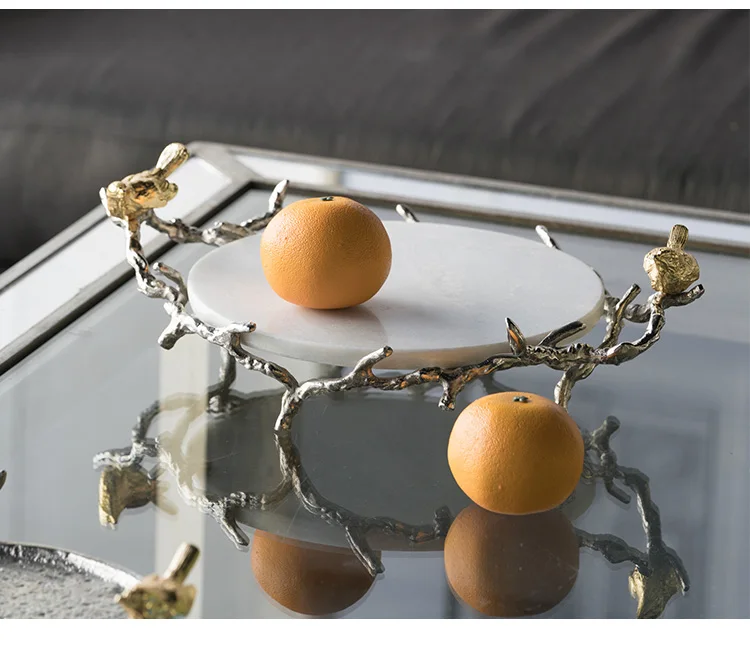 Винтажная статуя с двумя птицами поднос из сплава белое Мраморное украшение для