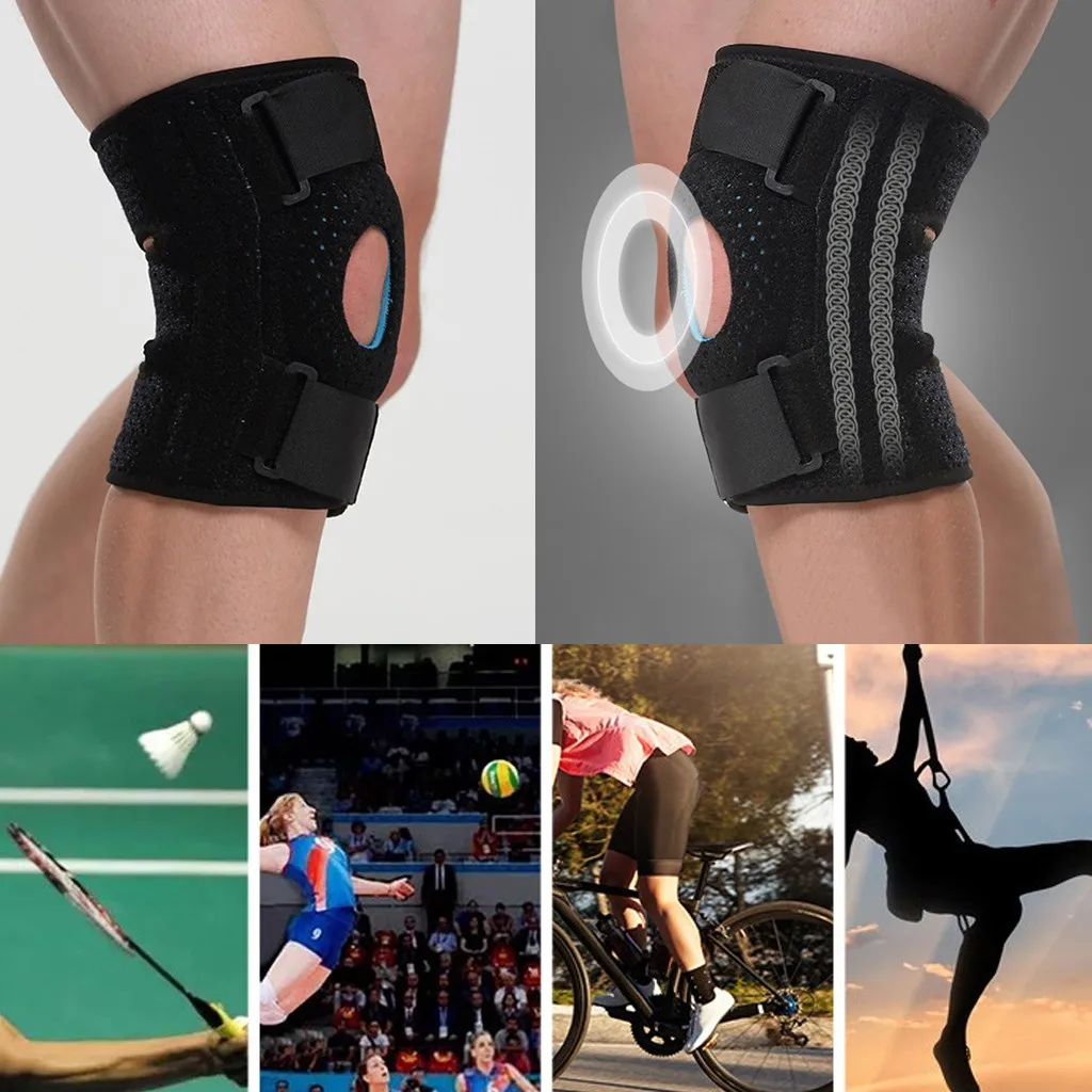 

1pcs Breathable Non-Slip Powerful Rebound Spring Knee Booster Mountaineering Squat Hiking Sports Brace Joint Support Knee Pads