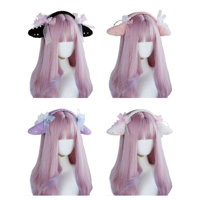 

Flow New Cosplay Animal Ears Headbands Plush Lamb Ears Hair HoopLolita Bow Headwear