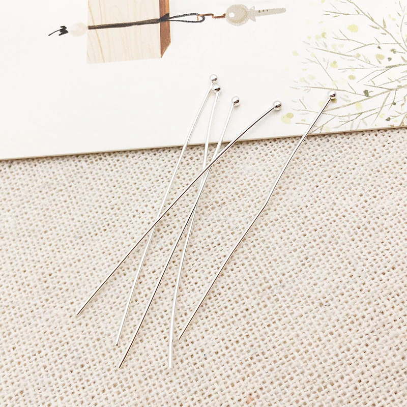 100 шт. 30 мм шаровой головкой Pin медный серебристый цвет Diy ювелирных изделий бусины